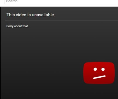screen capture of unavaiable video apology on youtube