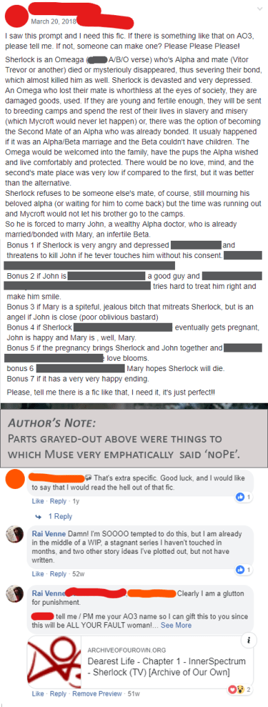 Edited screen capture of facebook post that inspired "Dearest Life"