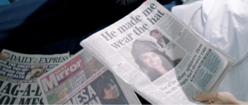 Screen cap from BBC's -Sherlock- Janine revenge newspapers 3