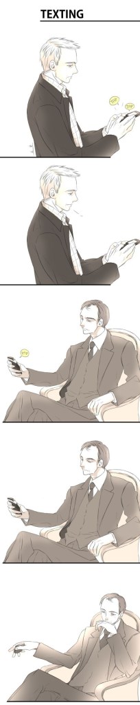 Sherlock Mystrade Texting by zzigae (DeviantArt)