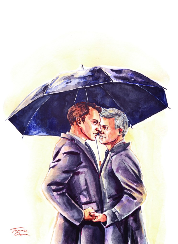 Mystrade under the umbrella - fanart by Tommie Glenn