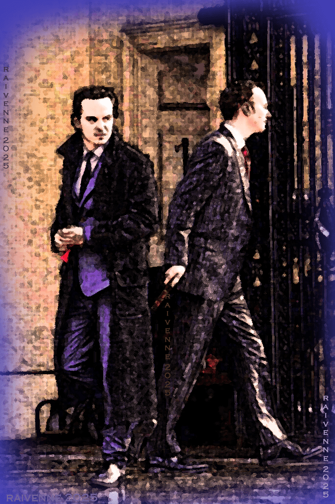 Sins C5 - Jim and Mycroft on the street, walking away from each other